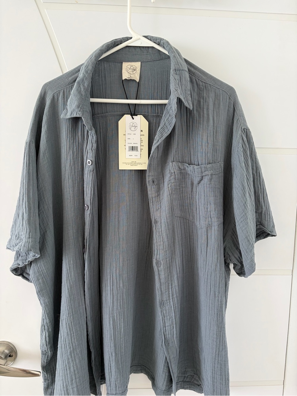 Authentic Wear US Vintage Lightweight Gauze Short-Sleeve - Blue Gray Gravel